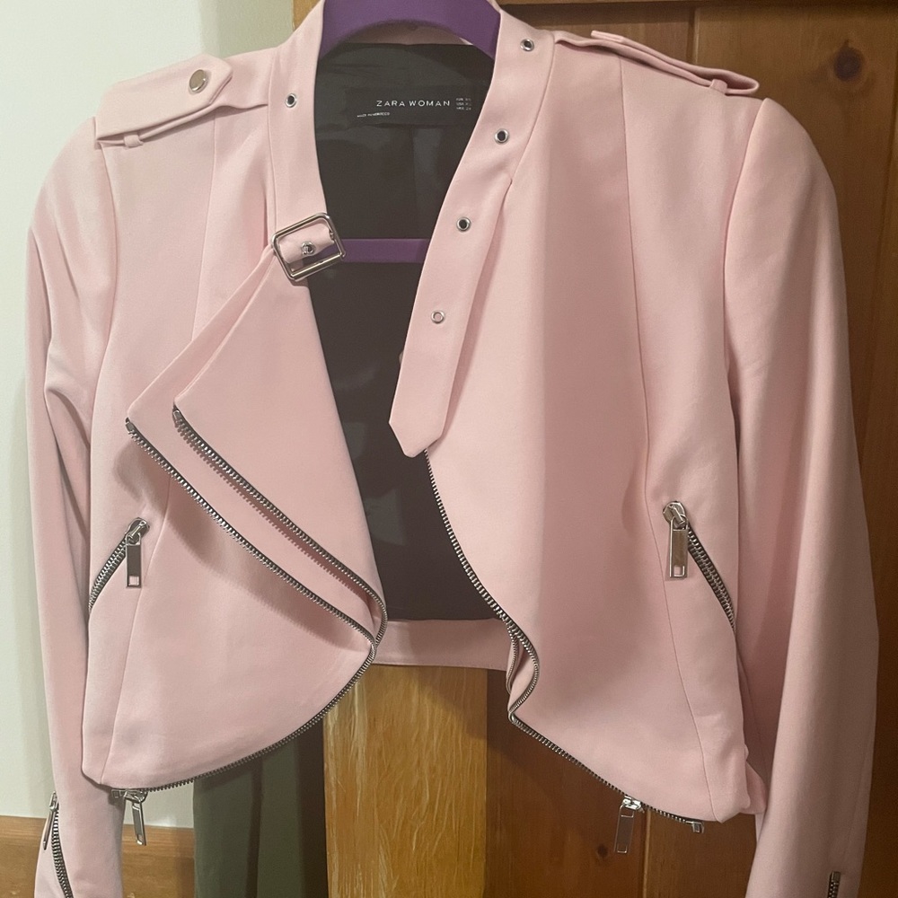 Zara cropped faux leather jacket